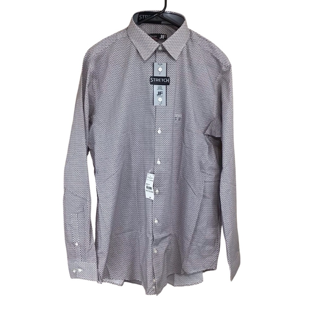 JF J.Ferrar Stretch Slim Geometric Button Up Shirt 16-16.5 34-35 NWT